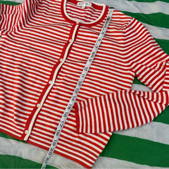 ALEX MILL striped cardigan cotton button up - Picture 4 of 6